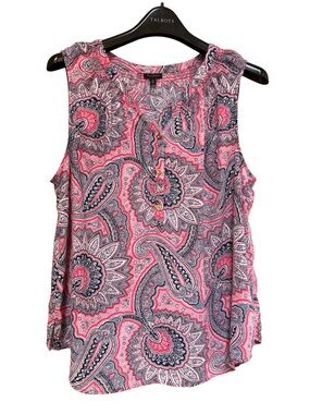 Talbots Pink and Navy Paisley Sleeveless Top